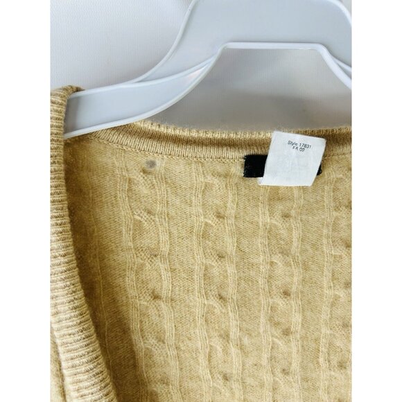 Vintage 90s J. Crew Wool Cashmere Cable Knit Cardigan Sweater - Picture 7 of 8